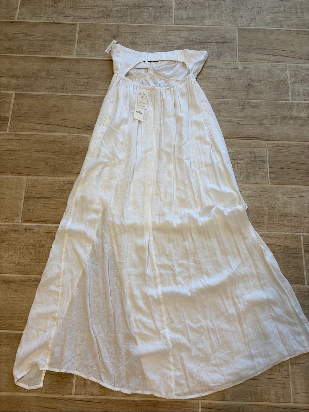 Hollister White Strapless Maxi Dress with Side Slit - Picture 3 of 3
